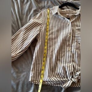Madewell Gray and White Striped Tie-Front Shirt